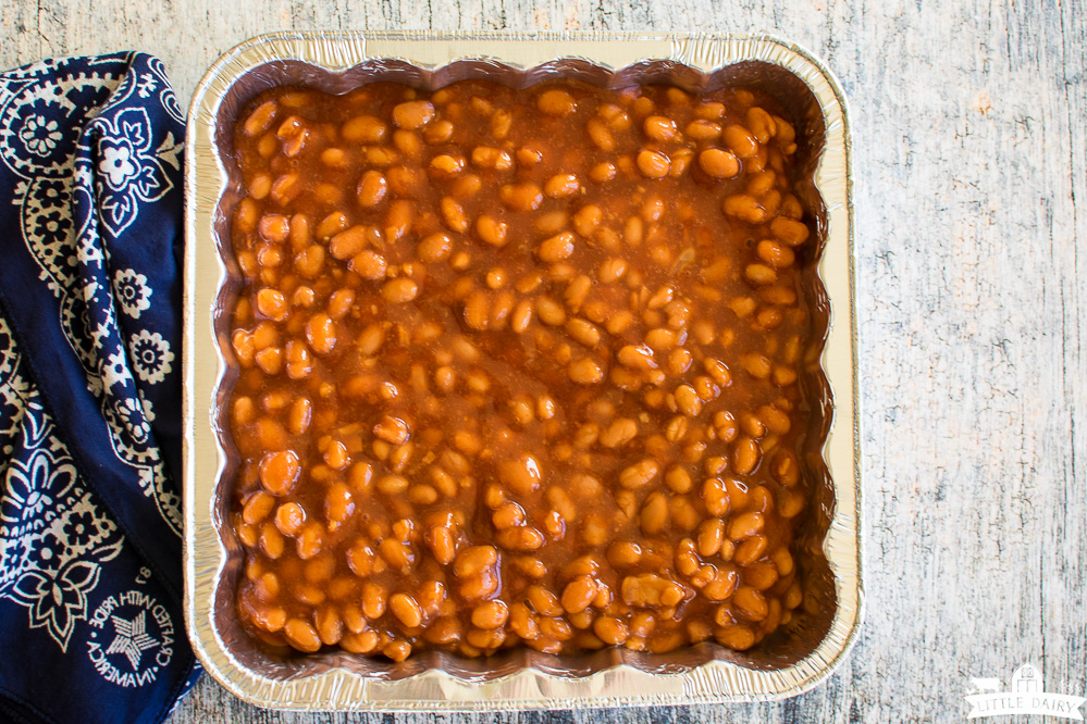 baked beans with bacon ready to be cooked