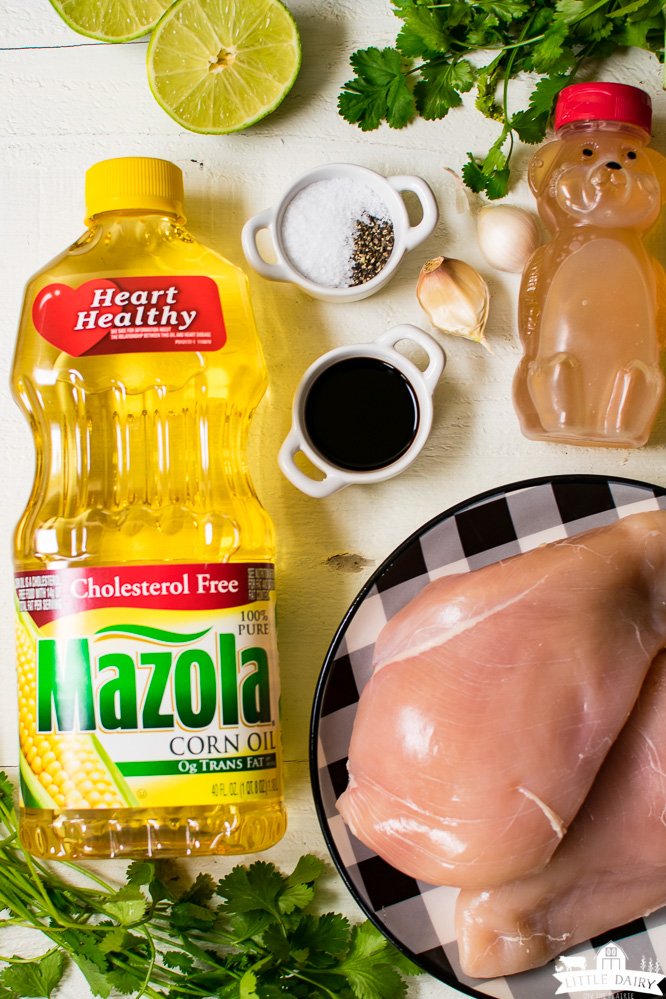 Ingredients in honey lime chicken marinade.