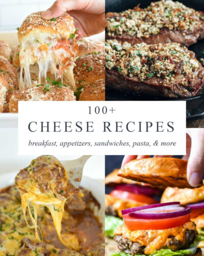 four images of recipes using cheese plus a text overlay
