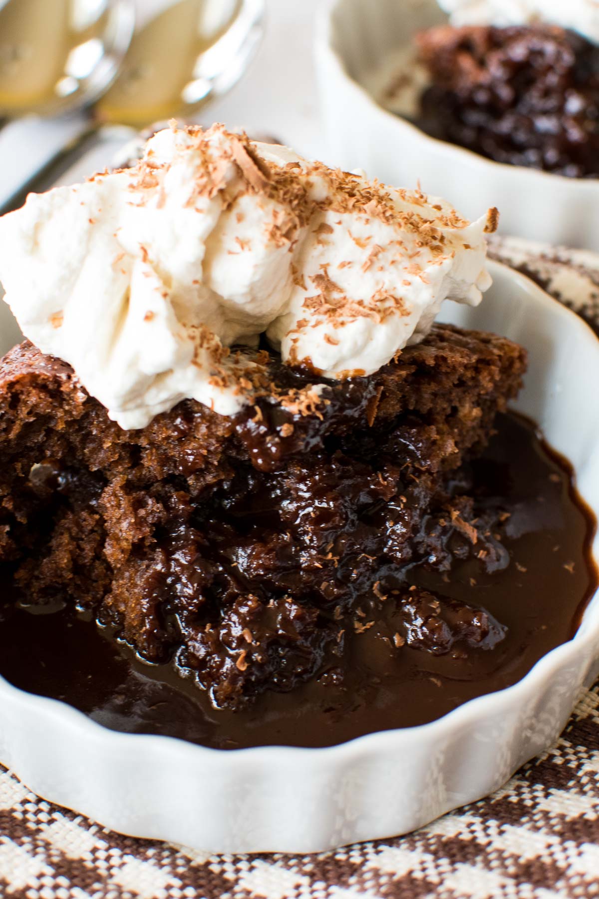 Hot chocolate fudge cake with a Baileys drizzle