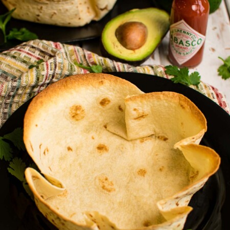 Flour tortilla bowl baked.