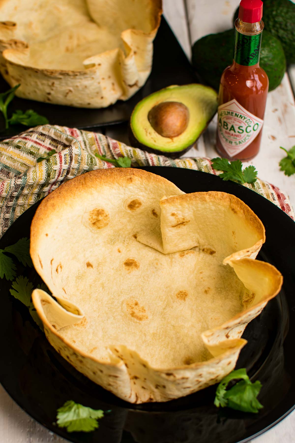 Flour tortilla bowl baked.