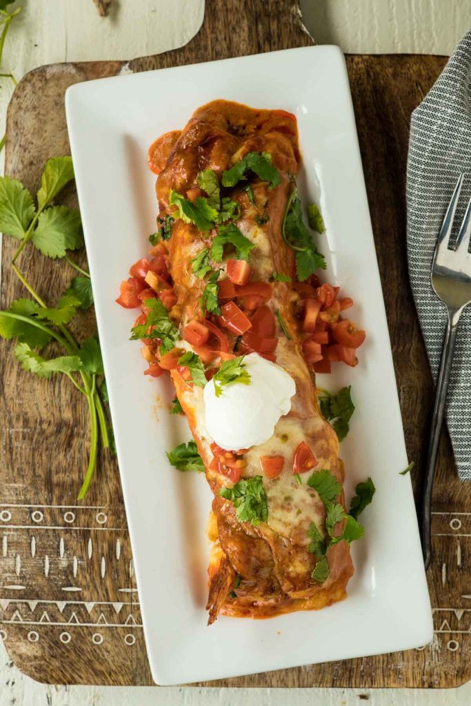 Shredded Beef Enchilada from the top view.