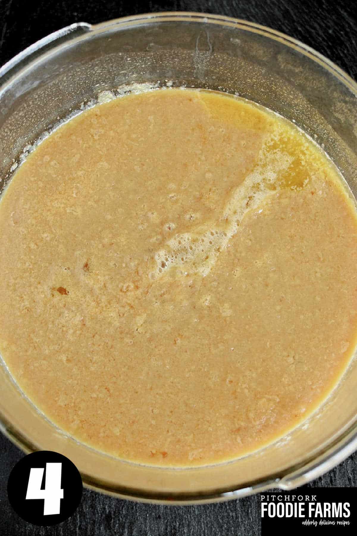 A bowl of caramel that was cooked in the microwave.