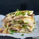 A stack of steak and cheese quesadillas.