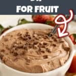 Chocolate peanut butter fruit dip with strawberries.
