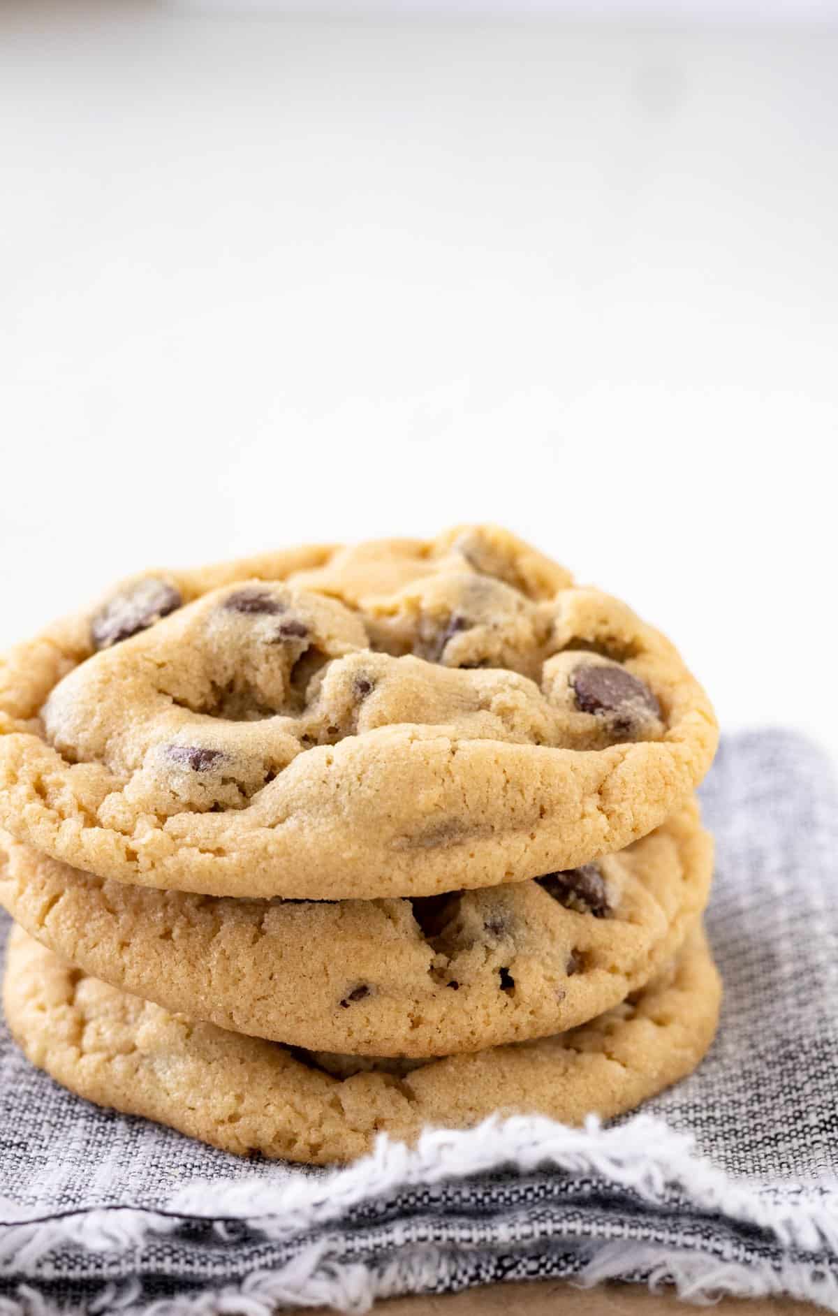 A stack of peanut butter and chocolate chip cookies.
