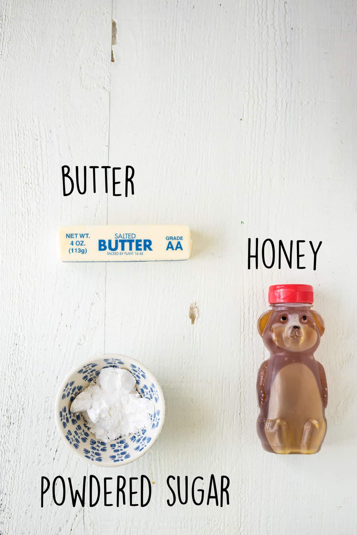 Ingredients needed to make honey butter.