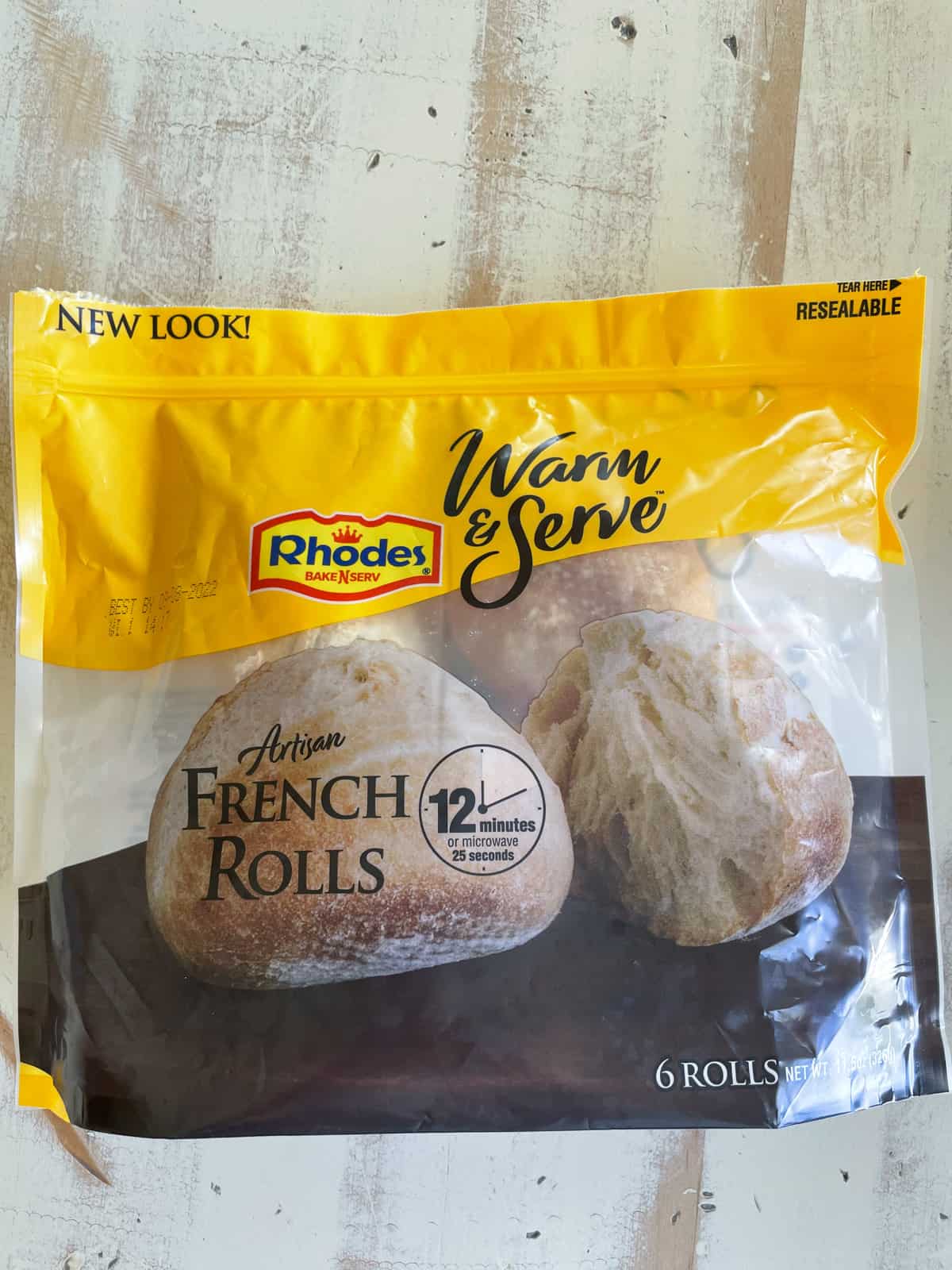 A package of frozen dinner rolls.