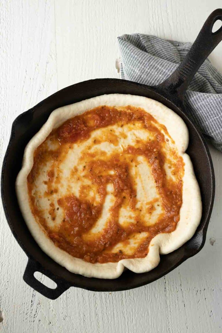 Picture of 30 Minute Cast Iron Skillet Pizza Recipe - Pitchfork Foodie Farms