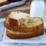 Slices of banana bread with butter.
