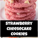 Two images of strawberry cookies.