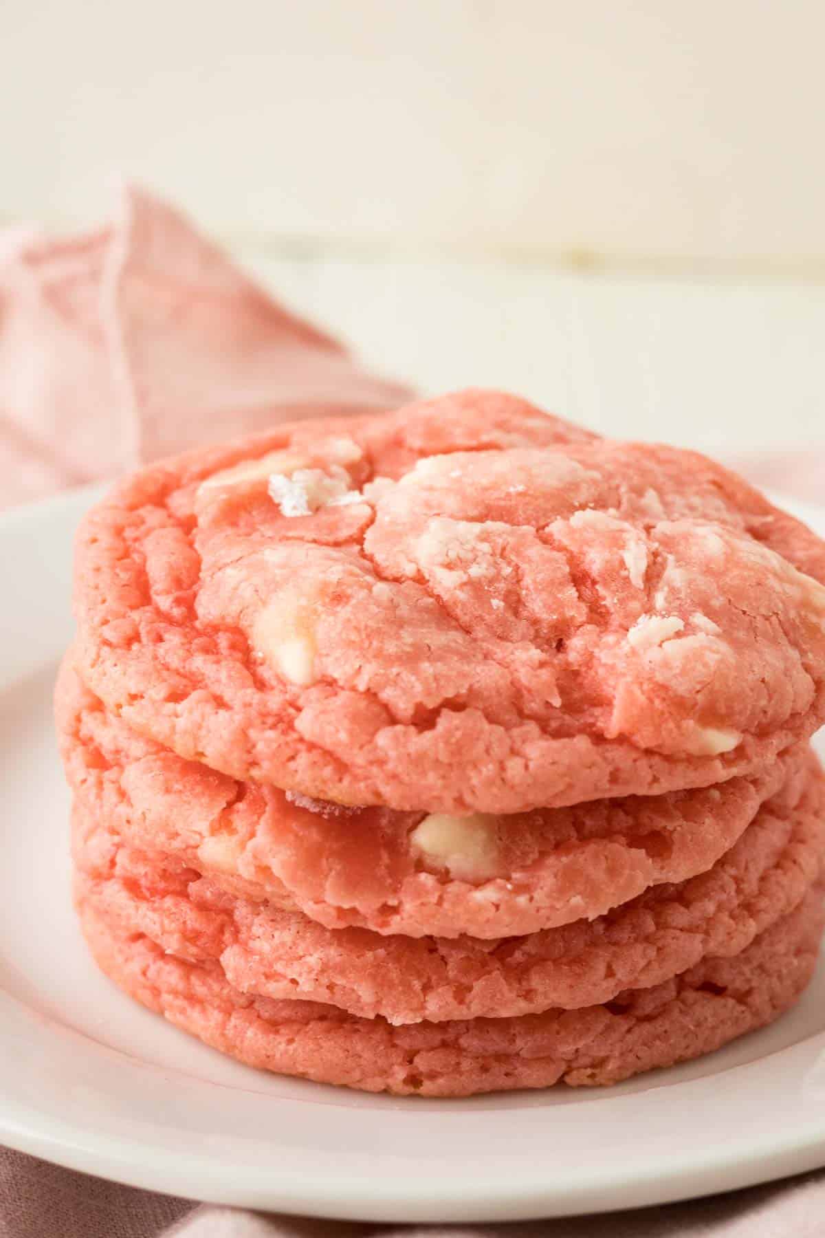 A stack of strawberry cream cheese cookies.