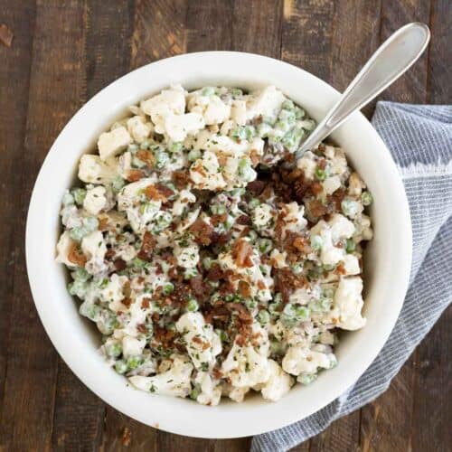 Cauliflower Salad with Peas and Ranch - Pitchfork Foodie Farms