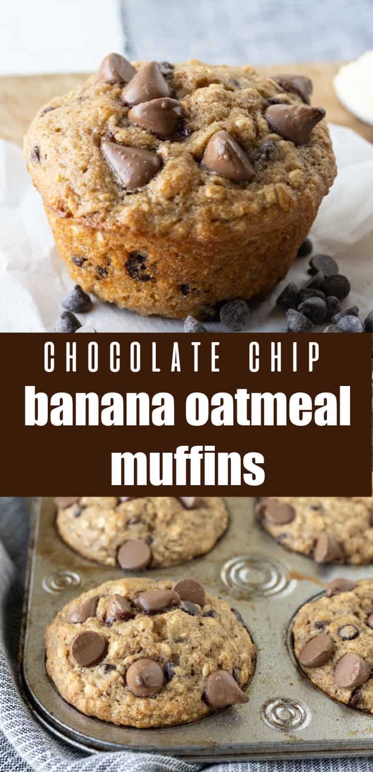 Chocolate Chip Banana Oatmeal Muffins - Pitchfork Foodie Farms