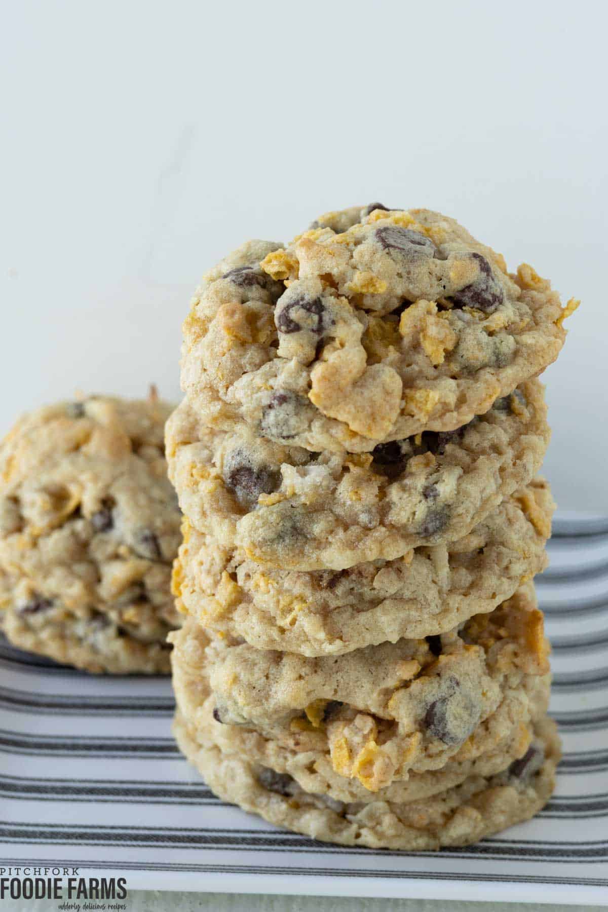 Coconut ranger cookies with corn flakes and chocolate chips.