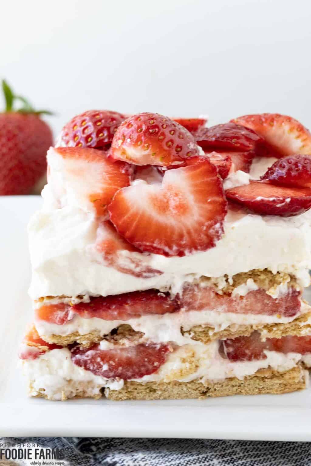 Strawberry Cream Cheese Icebox Cake - Pitchfork Foodie Farms