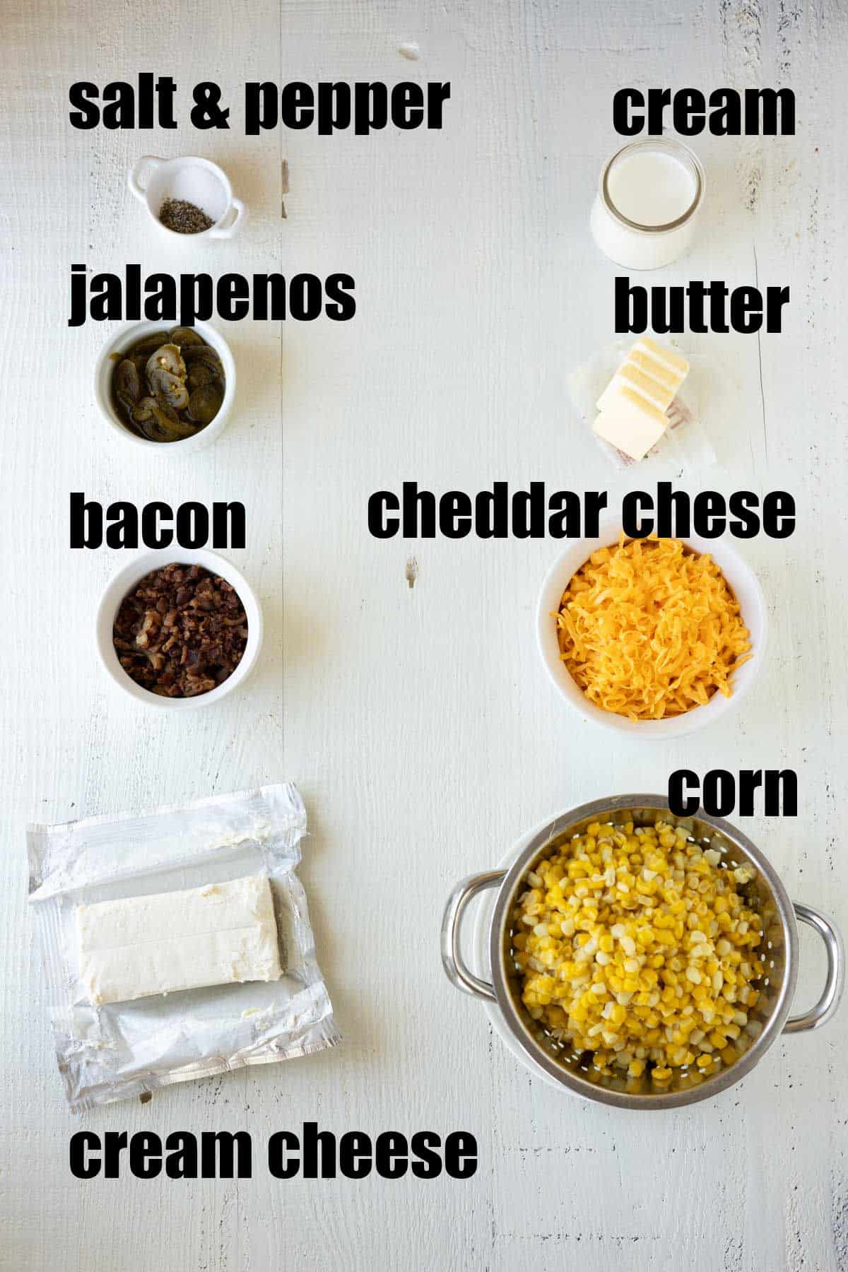 Images needed to make cheesy corn with cream cheese in the crockpot.