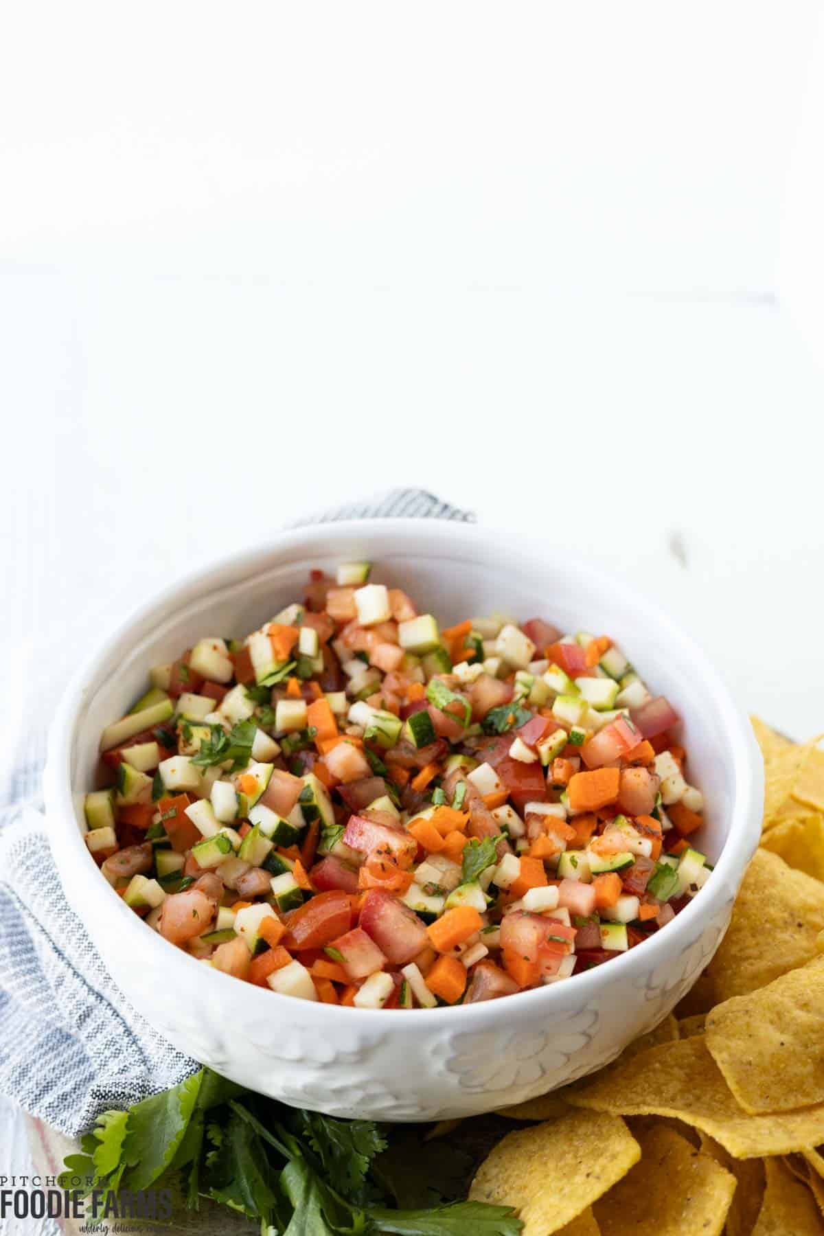 Chips and zucchini salsa.