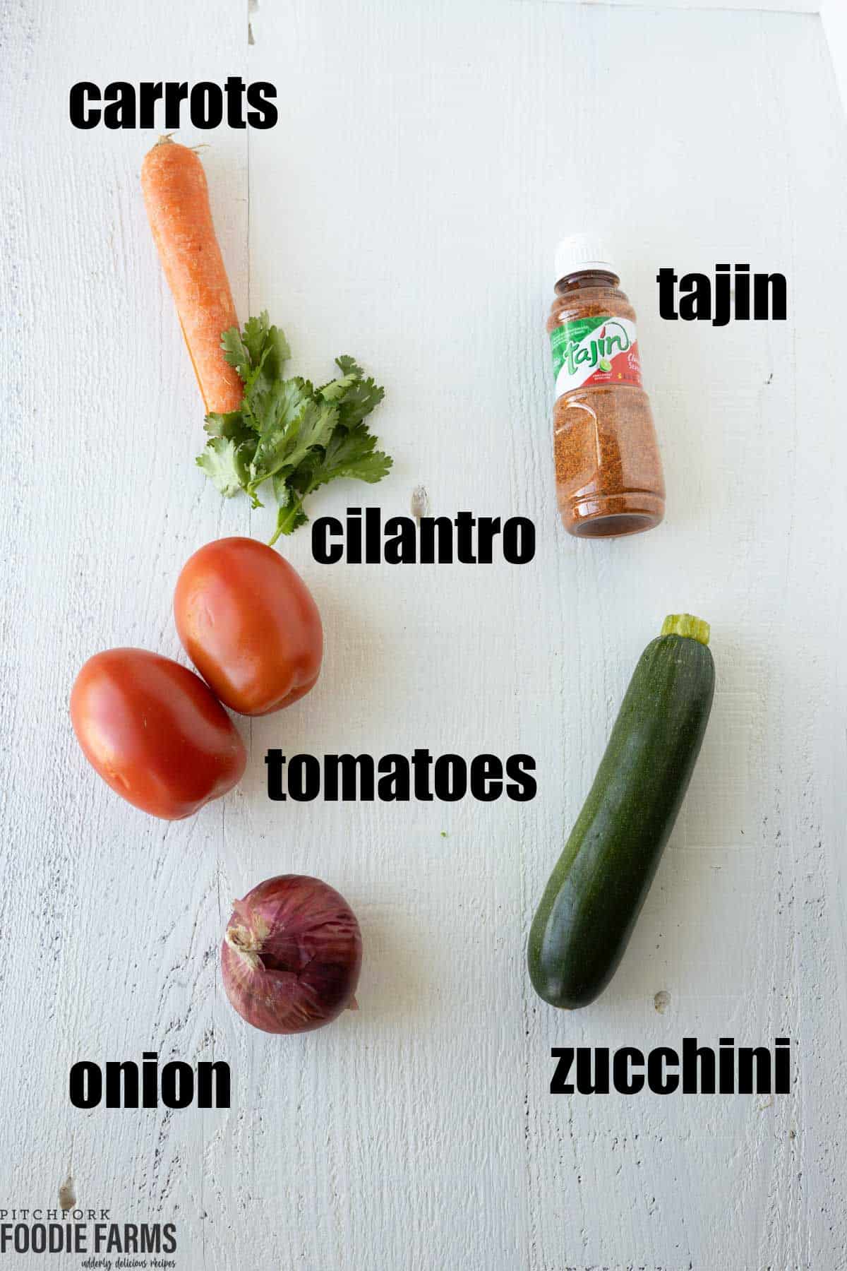 Ingredients needed to make salsa with zucchini.
